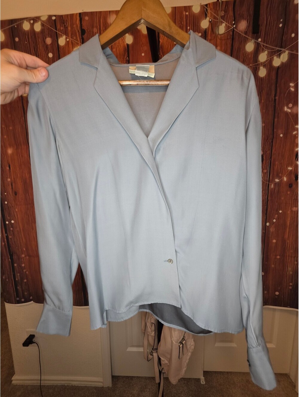 Neiman Marcus Exclusive Light Blue Silk Button-Up Blouse Size 6